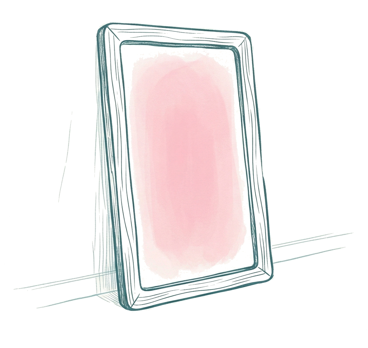 A hand-drawn illustration of a mirror, reflecting a clearer sense of self